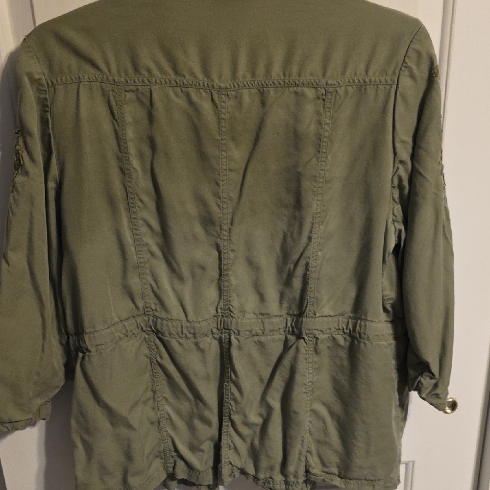 Chico's Olive Embroidered Utility Jacket - Picture 11 of 12